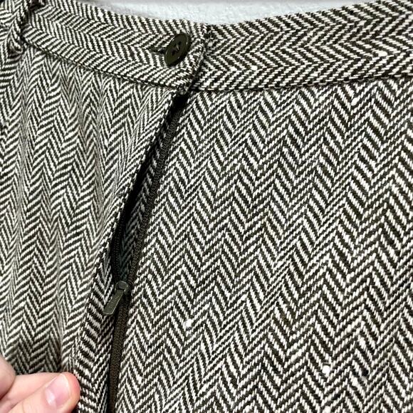 Vintage 90s Carlisle Wool Straight Leg Trouser Brown & Cream Harringbone Sz 18 - Picture 2 of 10